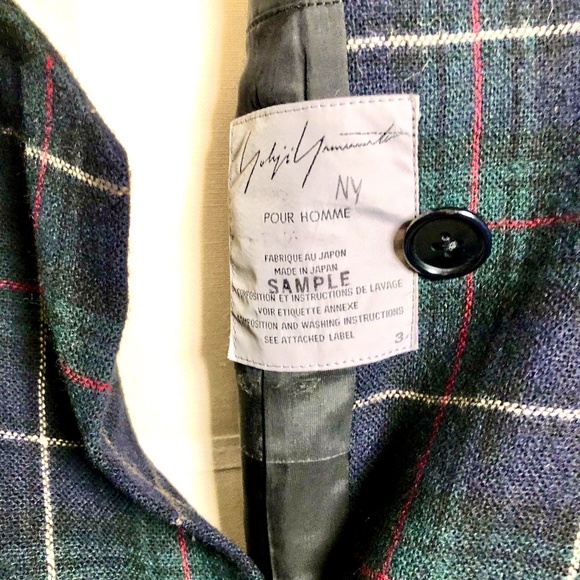 YOJI YAMAMOTO ARCHICVAL TARTAN SCARF WRAP COAT MEN - Picture 4 of 8